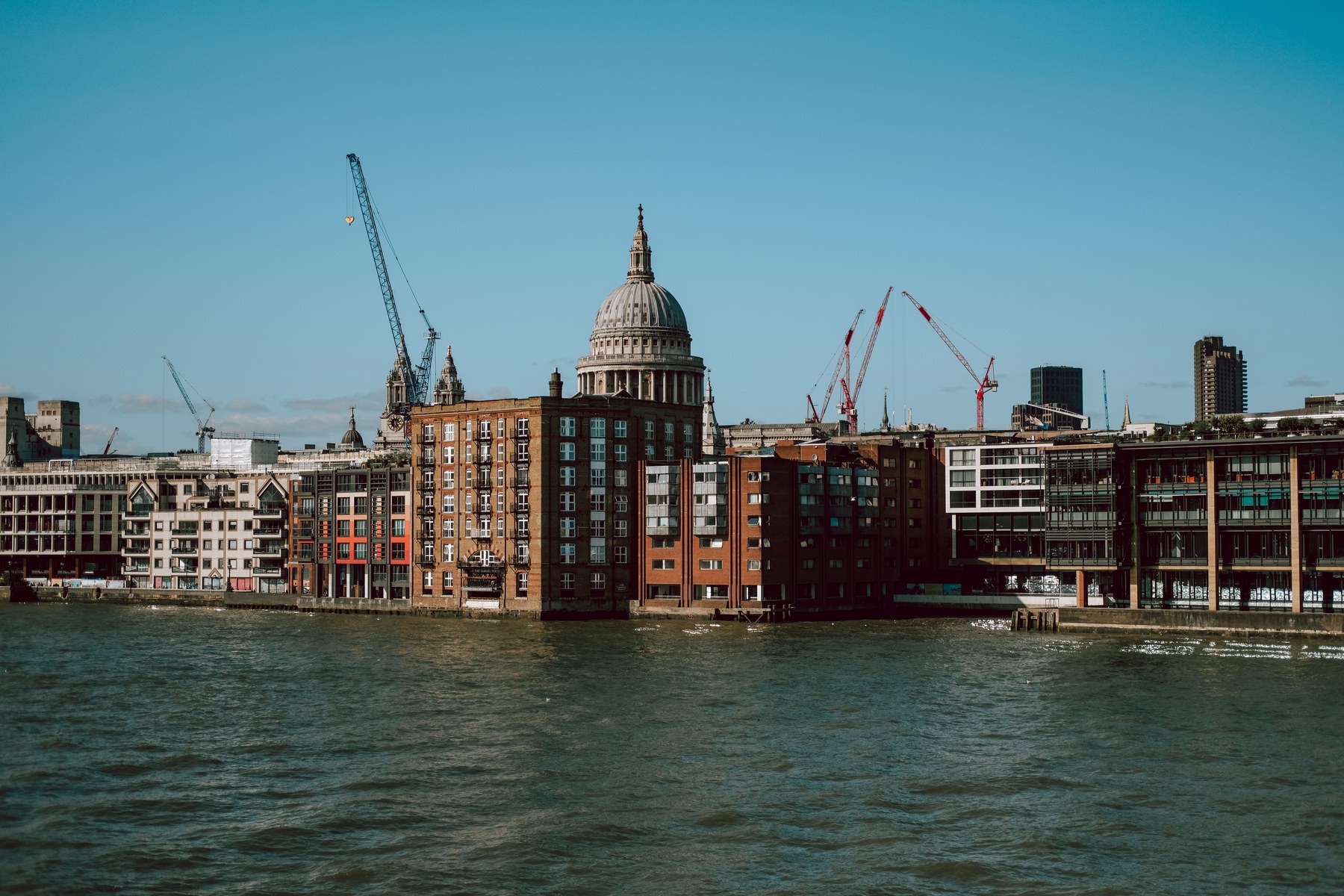 View across the River Thames towards St Paul's Cathedral in London