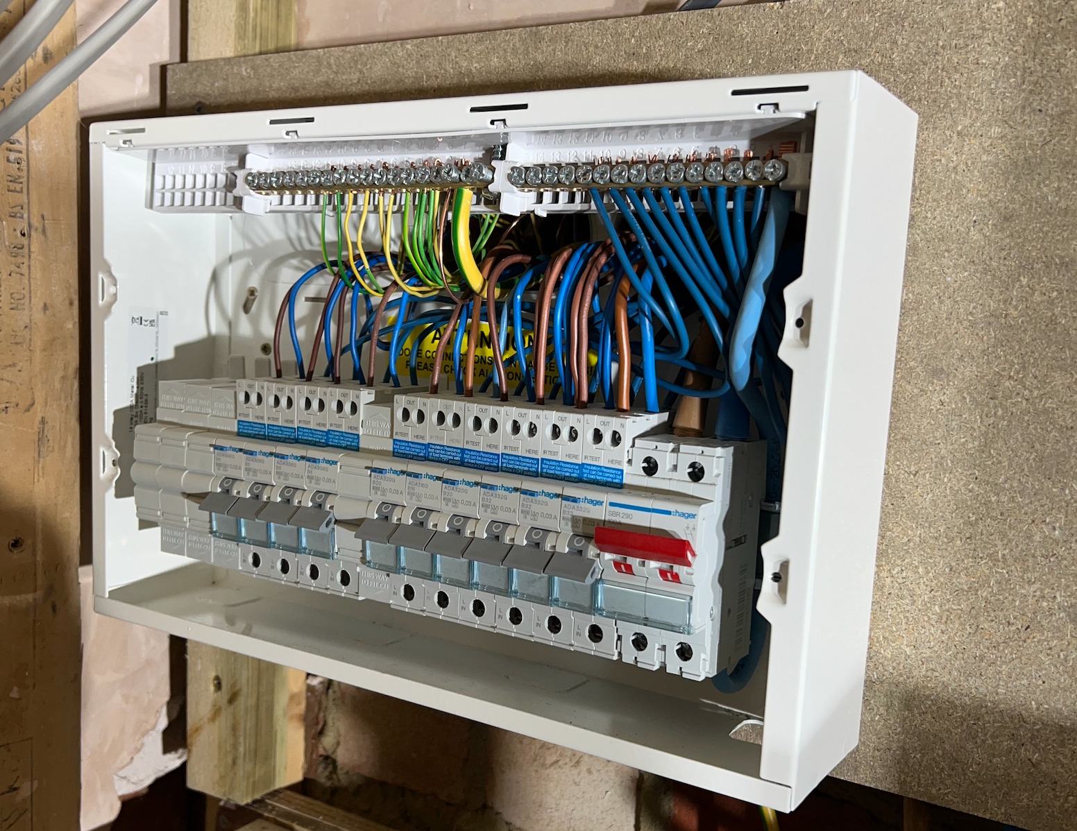 Hager consumer unit installation in a UK home